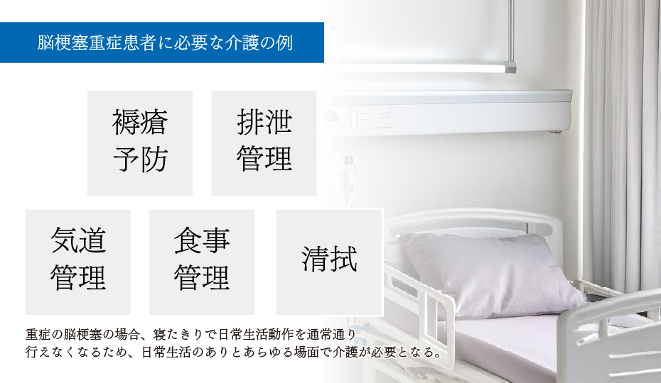 脳梗塞重症患者に必要な介護の例